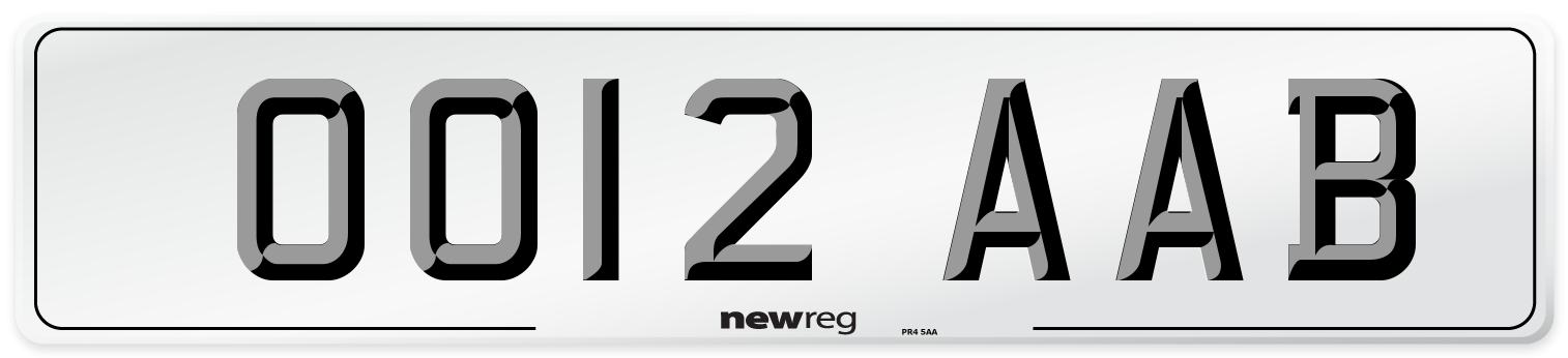 OO12 AAB Number Plate from New Reg